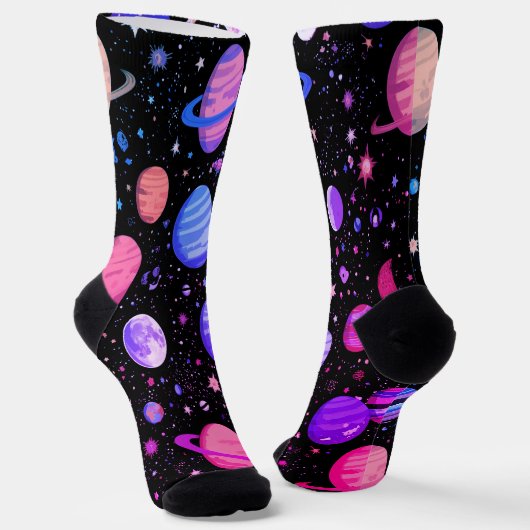 Galaxy Adventure Socks - Fun Astronaut & Outer Wel Socken (Gewinkelt)