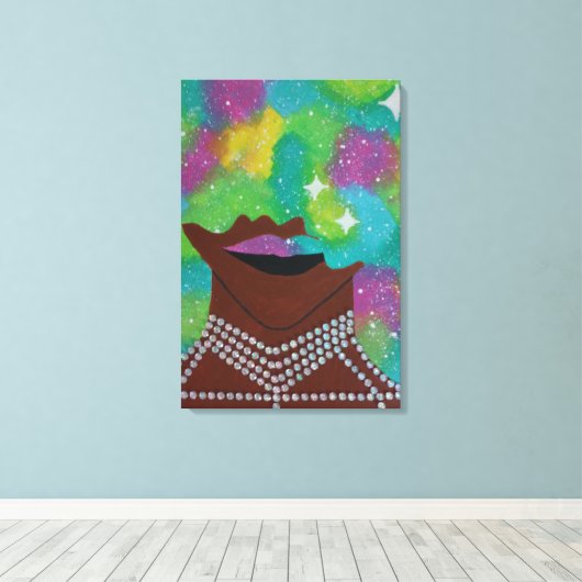 Galaxy Afro Canvas Print Leinwanddruck (Insitu (Holzboden))