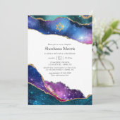 Galaxy Agate Bat Mitzvah Einladung (Stehend Vorderseite)