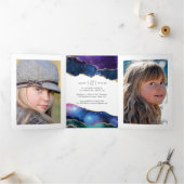 Galaxy Agate Bat Mitzvah Foto Dreifach Gefaltete Karte (Innenseite)