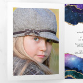 Galaxy Agate Bat Mitzvah Foto Dreifach Gefaltete Karte (Innen Erste Seite)