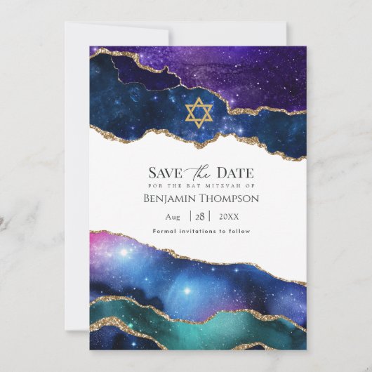 Galaxy Agate Bat Mitzvah Save The Date (Vorderseite)