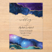 Galaxy Agate Falscher Glitter Luxus Himmlische Hoc Acryleinladungen (Vorderseite)