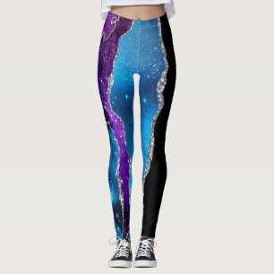 Galaxy Agate Marble Glitzer Lila Blue Pink Leggings
