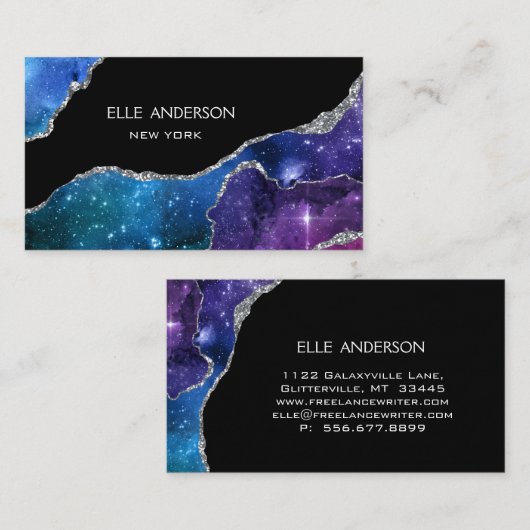 Galaxy Agate Modernes Elegantes Makeup Visitenkarte (Vorne/Hinten)