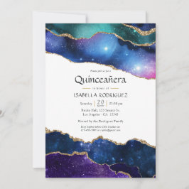 Galaxy Agate Quinceañera Einladung