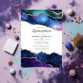 Galaxy Agate Quinceañera Einladung