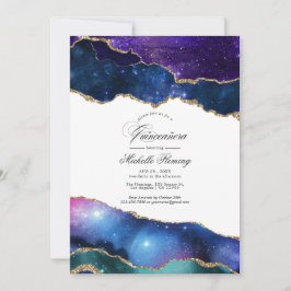 Galaxy Agate Quinceañera Einladung