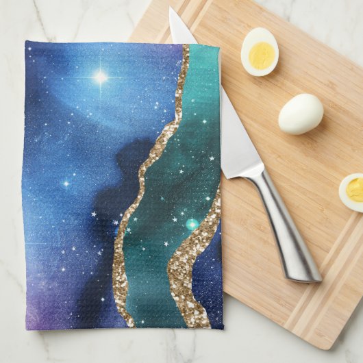 Galaxy Agate Series Design 13 Geschirrtuch (Viertel Falte)