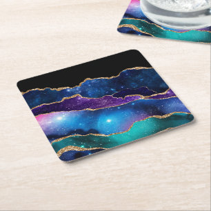 Galaxy Agate Series Design 13 Rechteckiger Pappuntersetzer