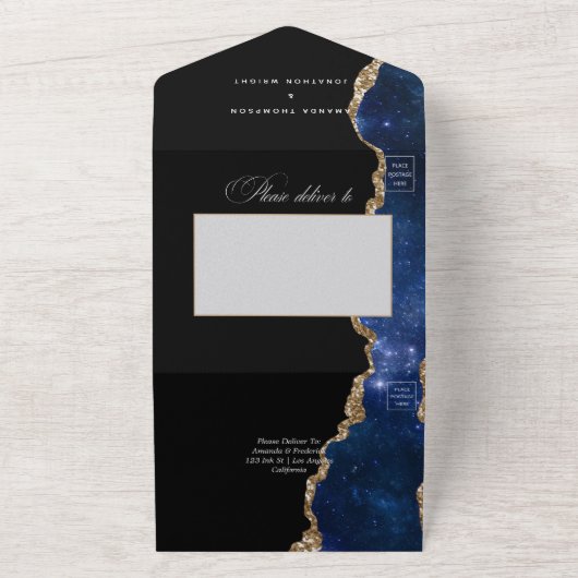 Galaxy Agate Stone Wedding All In One Einladung (Außenbereich)