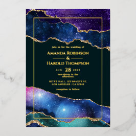 Galaxy Agate Wedding Foil Einladung