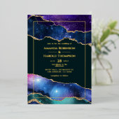 Galaxy Agate Wedding Foil Einladung (Stehend vorne)