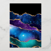 Galaxy Agate Wedding Foil Einladung (Rückseite)
