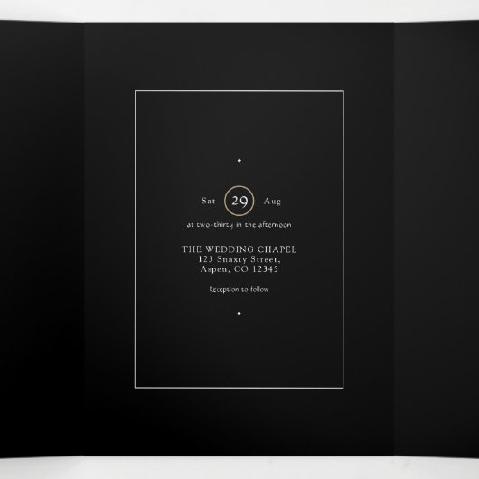 Galaxy Agate Wedding Foto Tri-Fold Einladung (Innenseite Mitte)