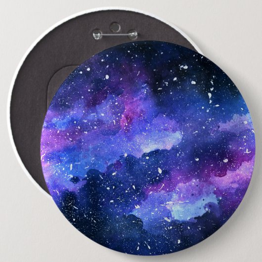 Galaxy Aquarell Lila Universum Button (Vorne & Hinten)