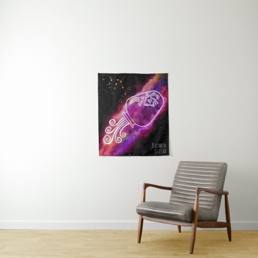 Galaxy Aquarius Personalisierter Name Zodiac Zeich Wandteppich (Beispiel)