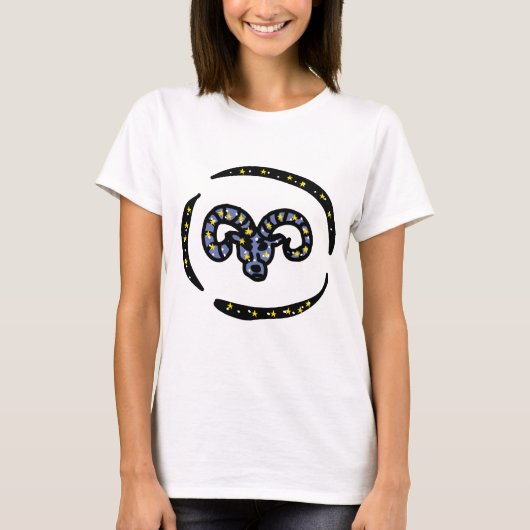 Galaxy Aries Ram T‑Shirt – Bold Zodiac Sign Tee  (Vorderseite)