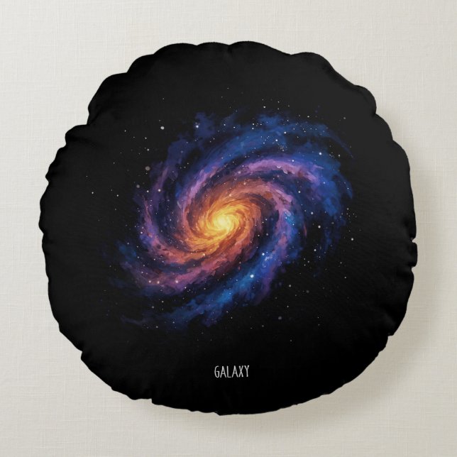 Galaxy Artwork - Cosmic Spiral Space Illustration Rundes Kissen (Vorderseite)
