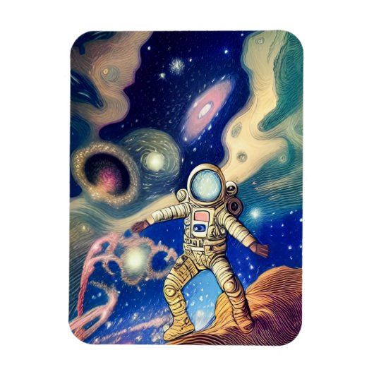 Galaxy Astronaut Illustration Art Magnet (Vertikal)