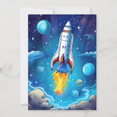Galaxy Astronaut Space Shuttle Rocketship Geburtst Einladung (Rückseite)