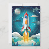 Galaxy Astronaut Space Shuttle Rocketship Geburtst Einladung (Rückseite)