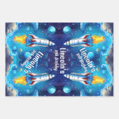 Galaxy Astronaut Space Shuttle Rocketship Geburtst Geschenkpapier Set (Vorderseite)
