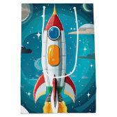 Galaxy Astronaut Space Shuttle Rocketship Geburtst Mittlere Geschenktüte (Rückseite)