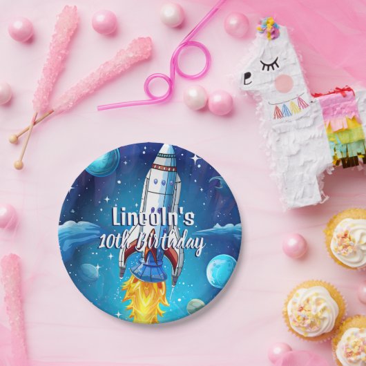 Galaxy Astronaut Space Shuttle Rocketship Geburtst Pappteller (Party)