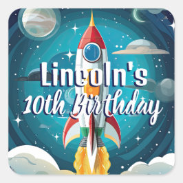 Galaxy Astronaut Space Shuttle Rocketship Geburtst Quadratischer Aufkleber
