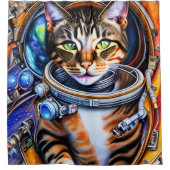 Galaxy Astronautenkatze Duschvorhang (Vorderseite)