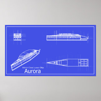 Galaxy Aurora Blueprints Poster