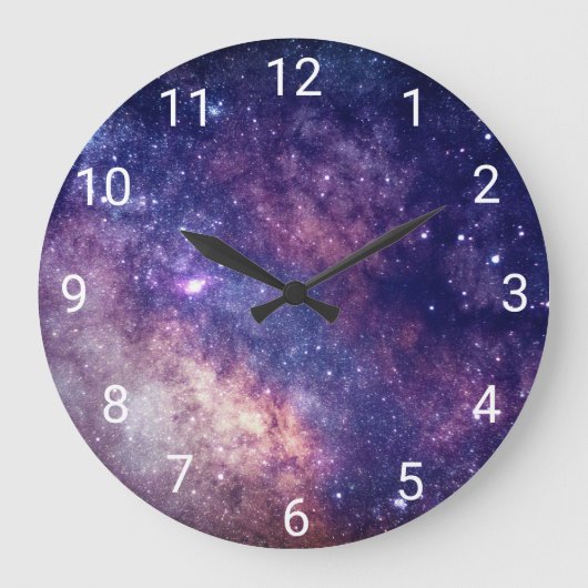 Galaxy Außer Space Sky Sterne Blue Night Numbers Große Wanduhr (Vorderseite)