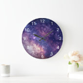 Galaxy Außer Space Sky Sterne Blue Night Numbers Große Wanduhr (Zuhause)