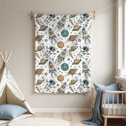 Galaxy Baby Blanket Astronaut Thema für Jungen Fleecedecke