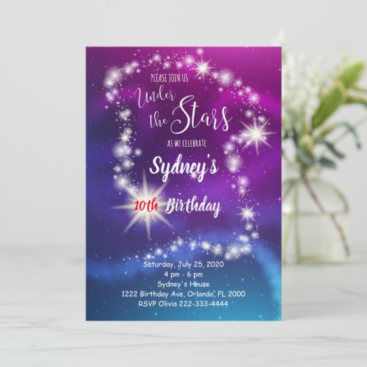 Galaxy Birthday Einladung (Stehend Vorderseite)