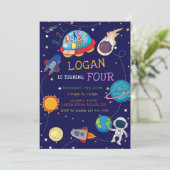 Galaxy Birthday Einladung (Stehend Vorderseite)