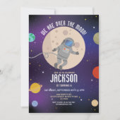 Galaxy-Birthday Party-Raketenmoos Einladung (Vorderseite)