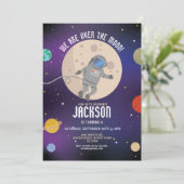 Galaxy-Birthday Party-Raketenmoos Einladung (Stehend Vorderseite)