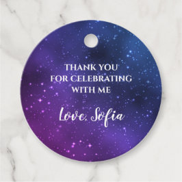 Galaxy Birthday Vielen Dank Tag Universe Lila Geschenkanhänger
