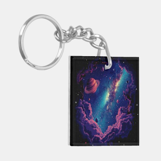 Galaxy Black Schlüsselanhänger Astronaut für jeder (Vorderseite links)