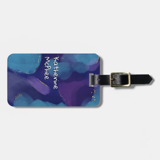 Galaxy-blaurosa lila Aquarellpinsel Glitzer Gepäckanhänger (Vorderseite horizontal)