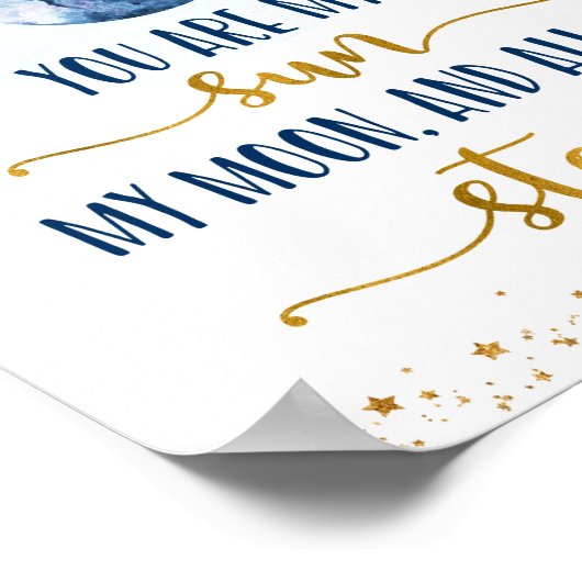 Galaxy Blue Gold Sie sind meine Sun Moon Stars Poster (Ecke)