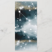 Galaxy Blue Gold Stars Hochzeit Menükarte (Rückseite)