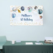 Galaxy Blue Gold Weltraum Geburtstag Banner (Messeveranstaltung)