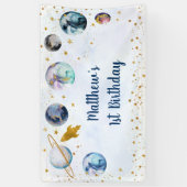 Galaxy Blue Gold Weltraum Geburtstag Banner (Vertikal)