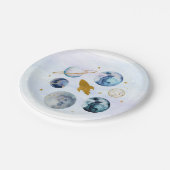 Galaxy Blue Gold Weltraum Geburtstag Pappteller (Schrägansicht)