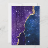 Galaxy Blue Lila Gold Agate Hochzeit Einladung (Rückseite)