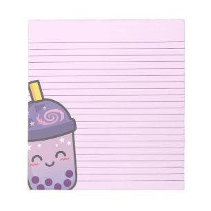 Galaxy Boba Tea Stationery Lila Lined Notepad Notizblock