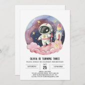 Galaxy Boho Dream Astronaut Geburtstag Einladung (Vorne/Hinten)